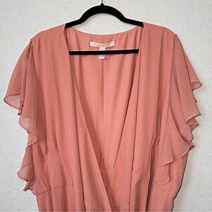 New Hutch x ModCloth Pink Fluttering Of My Heart Maxi‎ Wrap Dress Size 4X